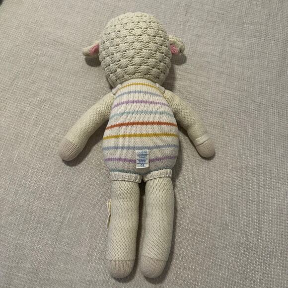 Cuddle + Kind Hand-Knit Lamb Doll | Crochet Stuffed Animal | Baby Girl Gift - Picture 7 of 9